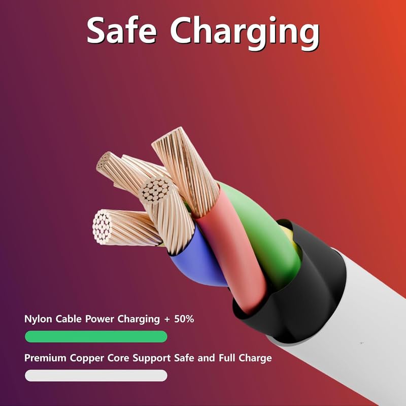 Image of YISHU 45W Type C to Type C Cable White | USB-C PD Quick Charge & Data Transfer | Compatible for Google Pixel 8 Pro 8 7 Pro 6A 5 Chromebook Laptop & USB-C Devices | Original Fast Charging