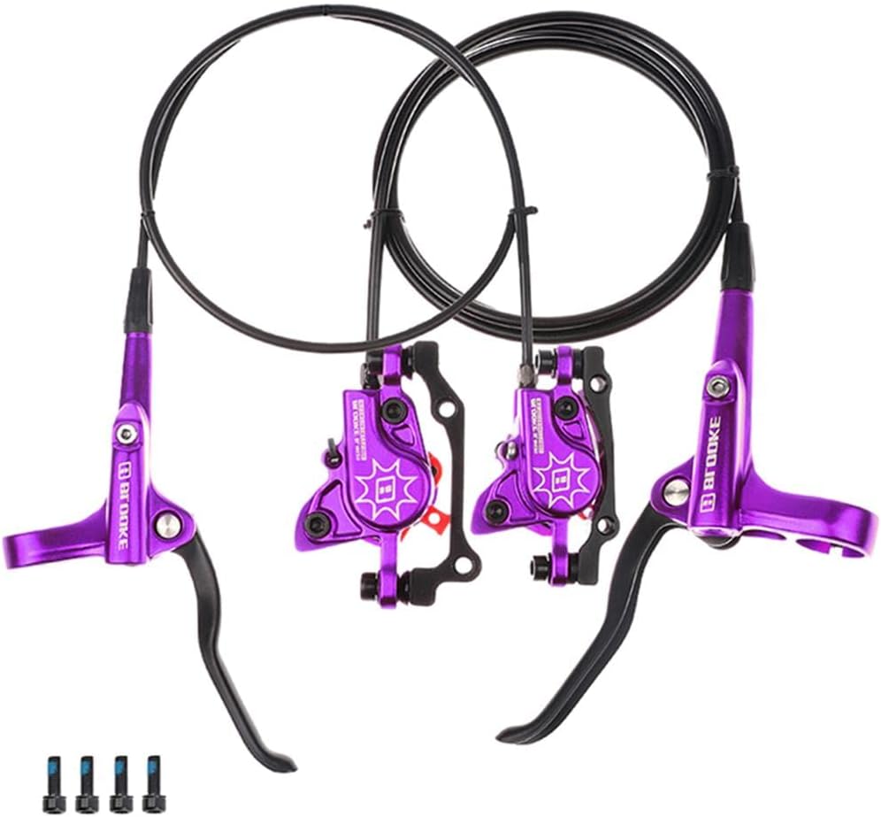 Mountain Bike Hydraulic Disc Brake Set, Efficient Braking in All Conditions, weight Aluminium Alloy, 160mm Rotors, Universal Fit, Bike Repair Parts - PurpleL Rear R Front