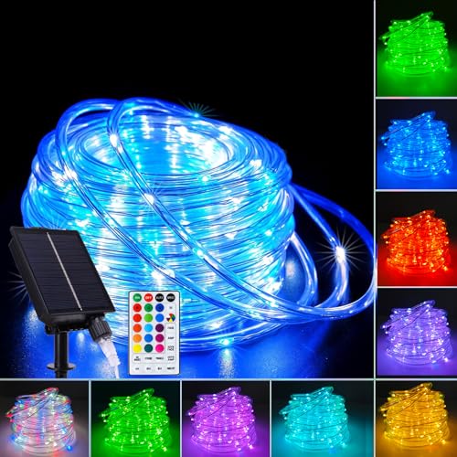 Vigdur 66FT Solar Rope Lights Outdoor - 200 LEDs 18 Color Changing Fairy Lights Outdoor Waterproof...