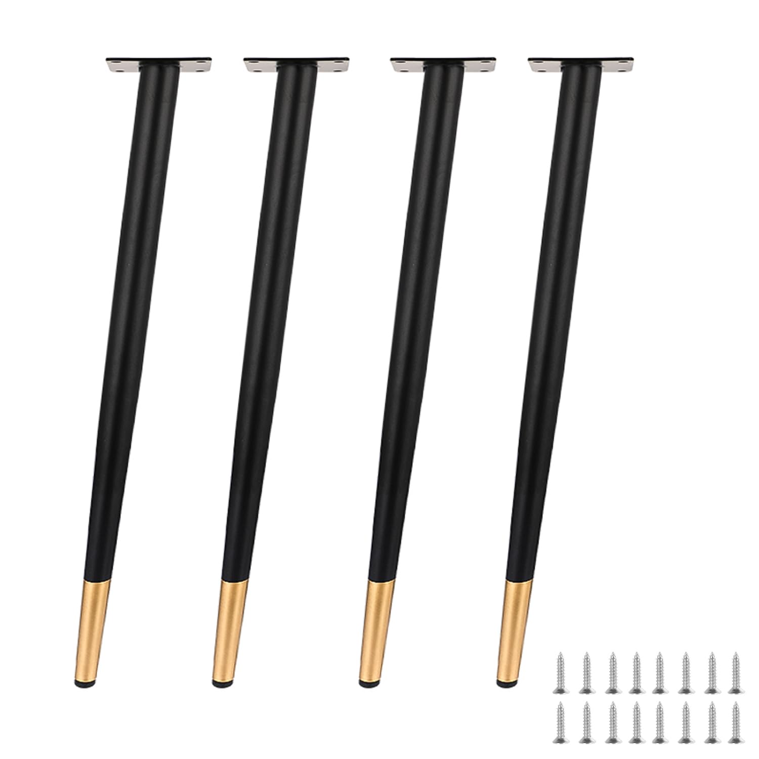GHHVFEC Metal Table Legs Set of 4 - Durable Oblique Conical Support Feet for Couch, Chair, Cabinet & DIY Projects - Includes Screws for Easy Installation