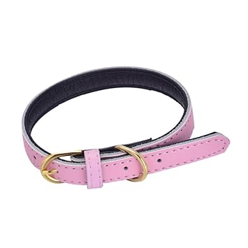 Meri SHOPP Adjustable PU Leather Pet Puppy Dog Collar Safety Neck Buckle Strap S Pink
