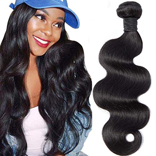 AUTTO Hair Unprocessed Brazilian Virgin Hair Body Wave Hair One Bundle 20inch Virgin Human Hair Weave Weft Extension Natural Black Color (100+/-5g)/pc Can be Dyed and Bleached