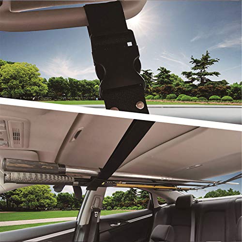 MCJS 2 Pack Car Fishing Rod Holder Adjustable Fishing Pole Holder Belt Straps, 86.6 Inches Vehicle Fishing Pole Rack Fishing Rod Rack Carrier for Car, SUVs and Vans (Black)