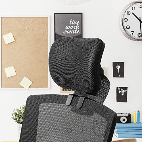 Tofficu Office Chair Headrest Attachment Head Support Cushion Upholstered Adjustable Height Angle For Ergonomic Executive Chair，2.6Cm Fixing Clip Backrest Thickness 2-2.4Cm，Not Suitable For Soft Chair #TOP6