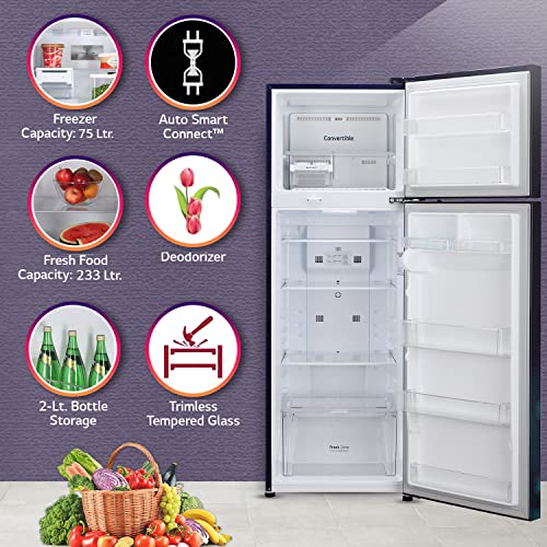 Image of LG 308 L 3 Star Frost-Free Smart Inverter Double Door Refrigerator Appliance (GL-S322RBCX, Blue Charm, Convertible & Multi Air Flow, 2022 Model)