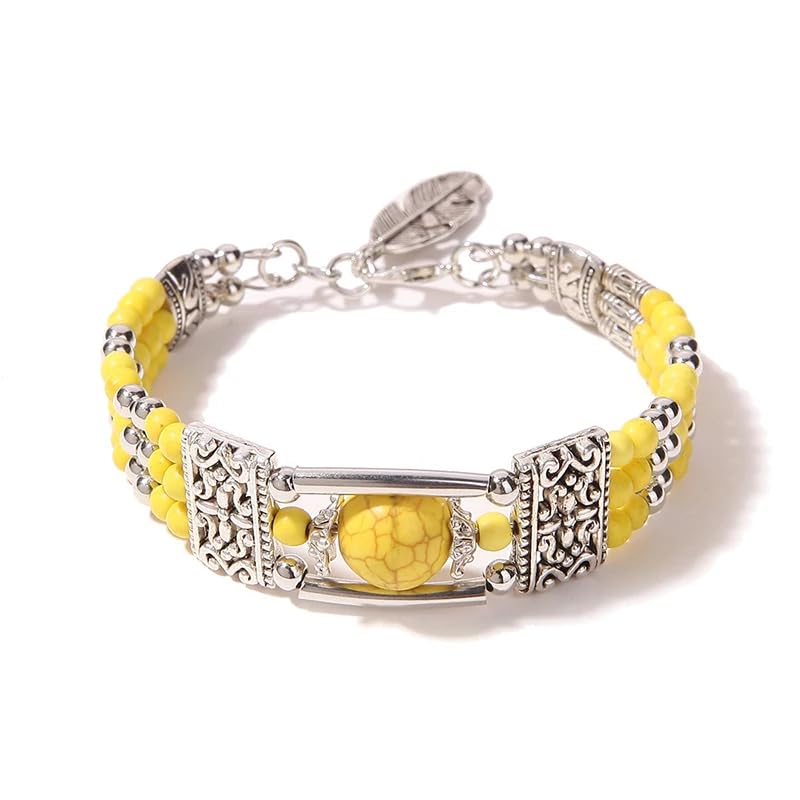 Bracelet en pierre naturelle pour femmes contre le stress perles bleues