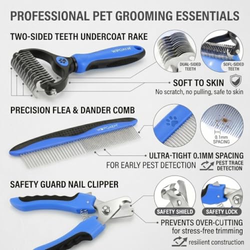 Image of Self Cleaning Slicker Brush for Dog Shedding & Deshedding Grooming | Fluff & Detangle Short Long Hair, Ideal for Dogs & Cats Heavy Dense Wavy Curly Coats to Easily Prevent Severe Matting at Home