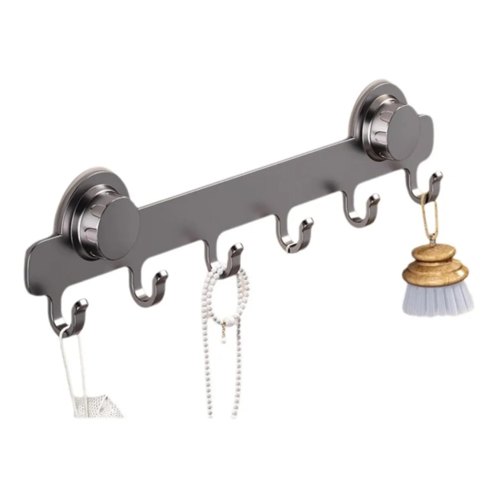 Ryqzhhy Grey 6 Hook Coat Hooks Suction Wall Hook Rack Waterproof Household Storage Hanger(Grey 6 Hook)
