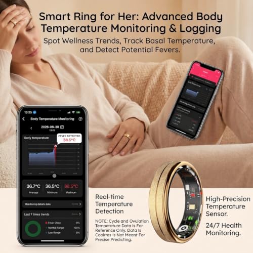 DFWGWO Smart Ring for Women, Fitness Tracker with Health Monitoring, IP68 Waterproof Activity Tracker for Daily Life (Silver, 8#) by DFWGWO - Used condition - Image 4