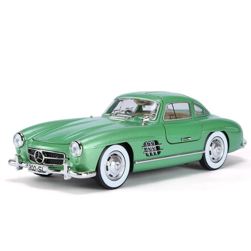 SR TOYS 1:24 Mercedes Benz 300SL Vintage car Alloy Car Model Sound Light Pull Back Toy Vehicle (Green)