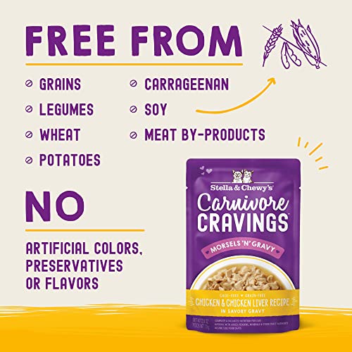 Stella & Chewy'S CAT-CC-CCLM-2.8-TRAY Stella & Chewy’S Carnivore Cravings Morsels & Gravy Chicken & Chicken Liver Recipe Wet Cat Food Pouches thumb #2