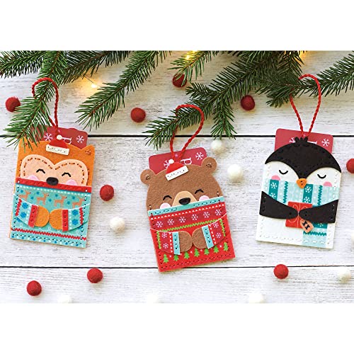 Image of Dimensions 72-08291 DIY Christmas Ornaments and Gift Card Holders Felt Applique Kit, Sizes Vary, Multicolor, 4pcs