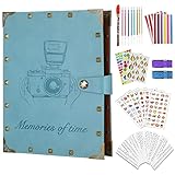 ZEEYUAN Scrapbook Album PU Leather Memory Photo Album 8.5x11 inch, Scrapbooking Supplies Kits for Couples Anniversary Vintage Travelling Scrapbook Family Scrap Book 80 Pages