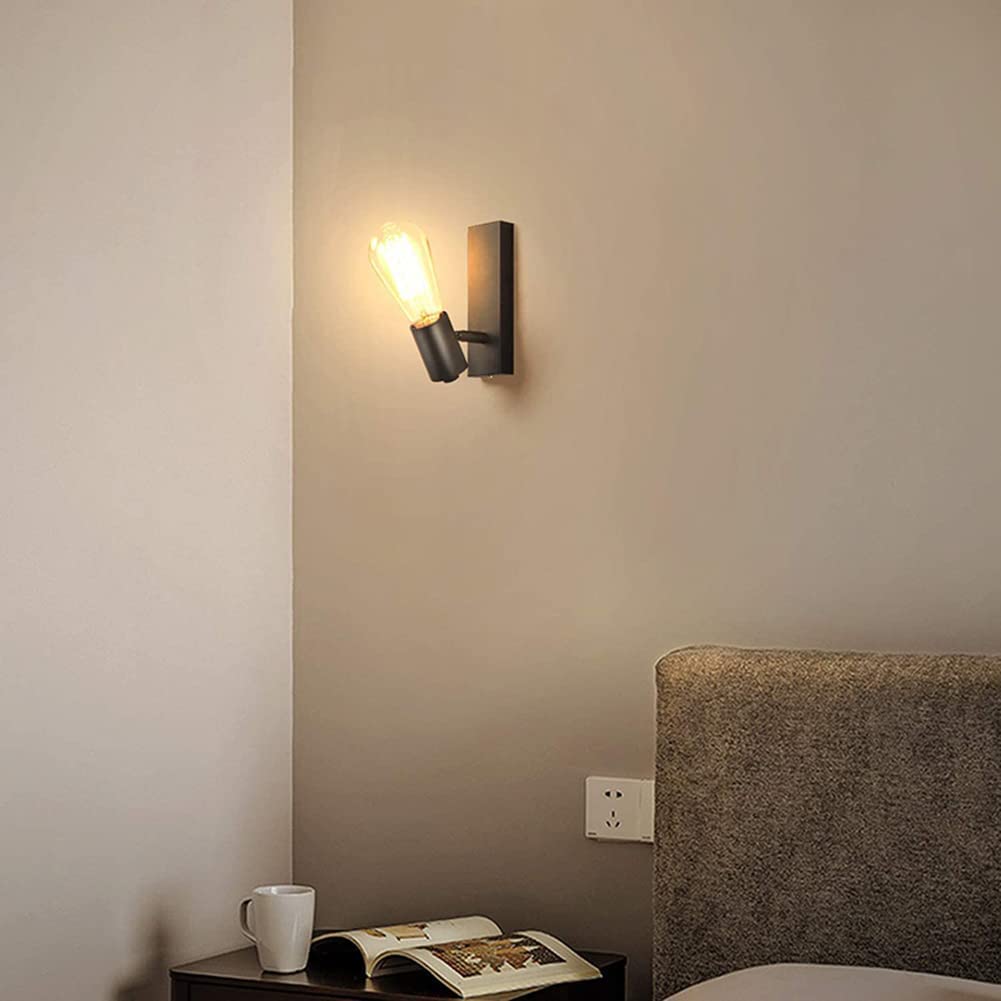 Lots de 2 Applique Murale Industrielle Spot Mural Design Rétro E27 Luminaire Vintage 360° Orientable Lampe Murale Métal Eclairage Intérieur pour Escalier Couloir salon