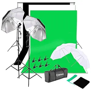 Kshioe Kshioe 2Mx3M/6.6ftx9.8ft Background Support System 1350W 5500K Umbrella Continuous Lighting Kit for Photo Studio Product, Portrait and Video Shoot Photography
