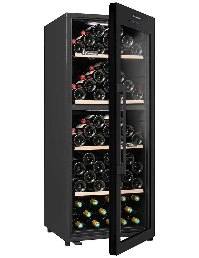 CLIMADIFF 2 Zonen Weinkühlschrank CLD115B1 110 Flaschen Glastür UV-undurchlässig 5°C bis 20°C freistehend