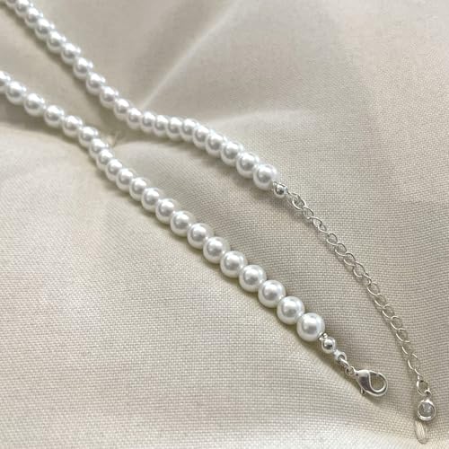 Image of Zeffy Pearl Necklace 4MM /6MM /8MM Dainty Round Imitation Pearl Choker Necklace Wedding Pearl Necklace Delicate Jewelry for Women Simple Bridesmaid Jewelry Gifts