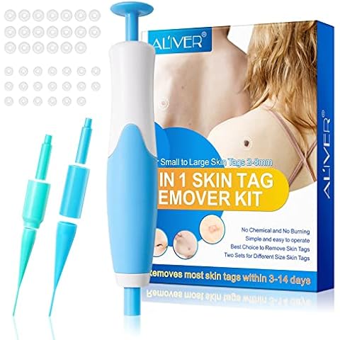 Auto Skin Tag Remover Kit, 2-in-1 Skin Tag Remover Kit for Easy Skin Tag Removal, Mole Remover for 2-8mm Skin Tags, Skin Tag Remover Pen Include 20 Large Bands, 20 Small Bands, Safe and Painless Cover