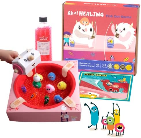 MEandMine Aha! Healing - Body Science Kit - Immune System, Magnetic Fishing Game- Fish Out Germs Sensory Toys- Gift for Girls and Boys- Learning & Education Toys for Kids 4-7 - STEM Toys