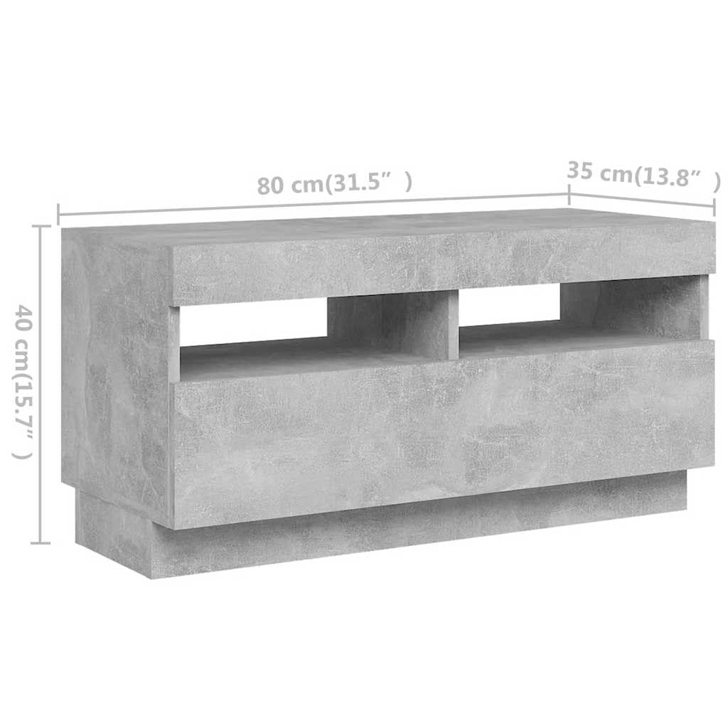vidaXL Mobile Porta TV con Luci LED Grigio Cemento 180x35x40 cm