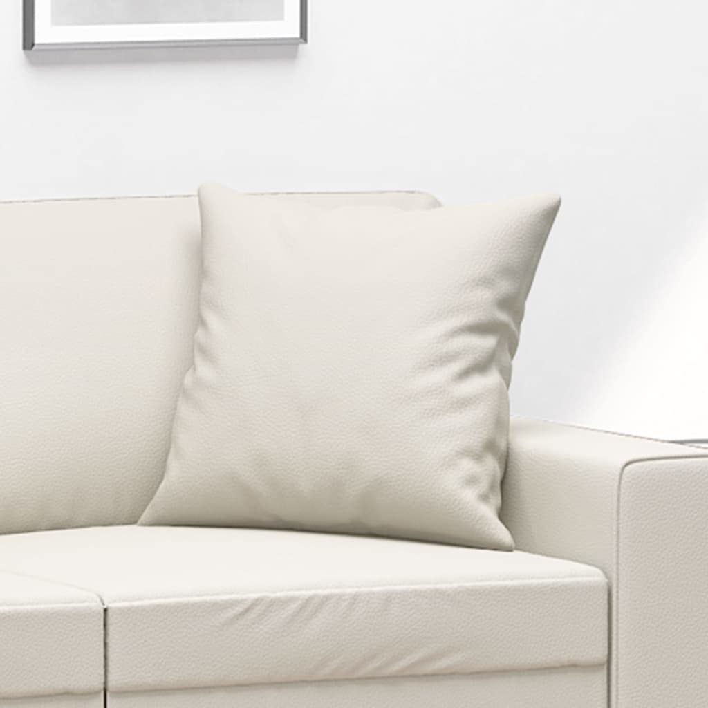 Poduszka ozdobna 2 szt. kremowa 40 x 40 cm sztuczna skóra z bawełną PP, poduszka dekoracyjna na sofę, kanapę, fotel, łóżko, taras, łatwa w utrzymaniu i odporna na odkształcenia