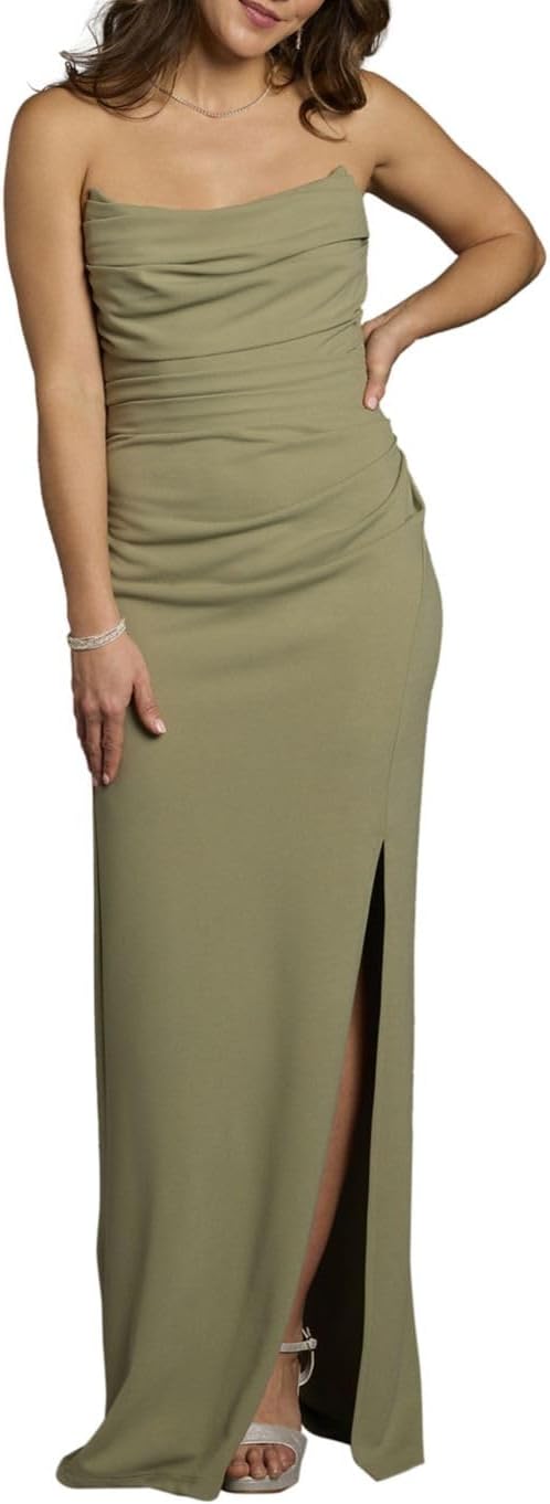 David's Bridal Crepe Sculpted Neckline Sheath Dress - Image 2