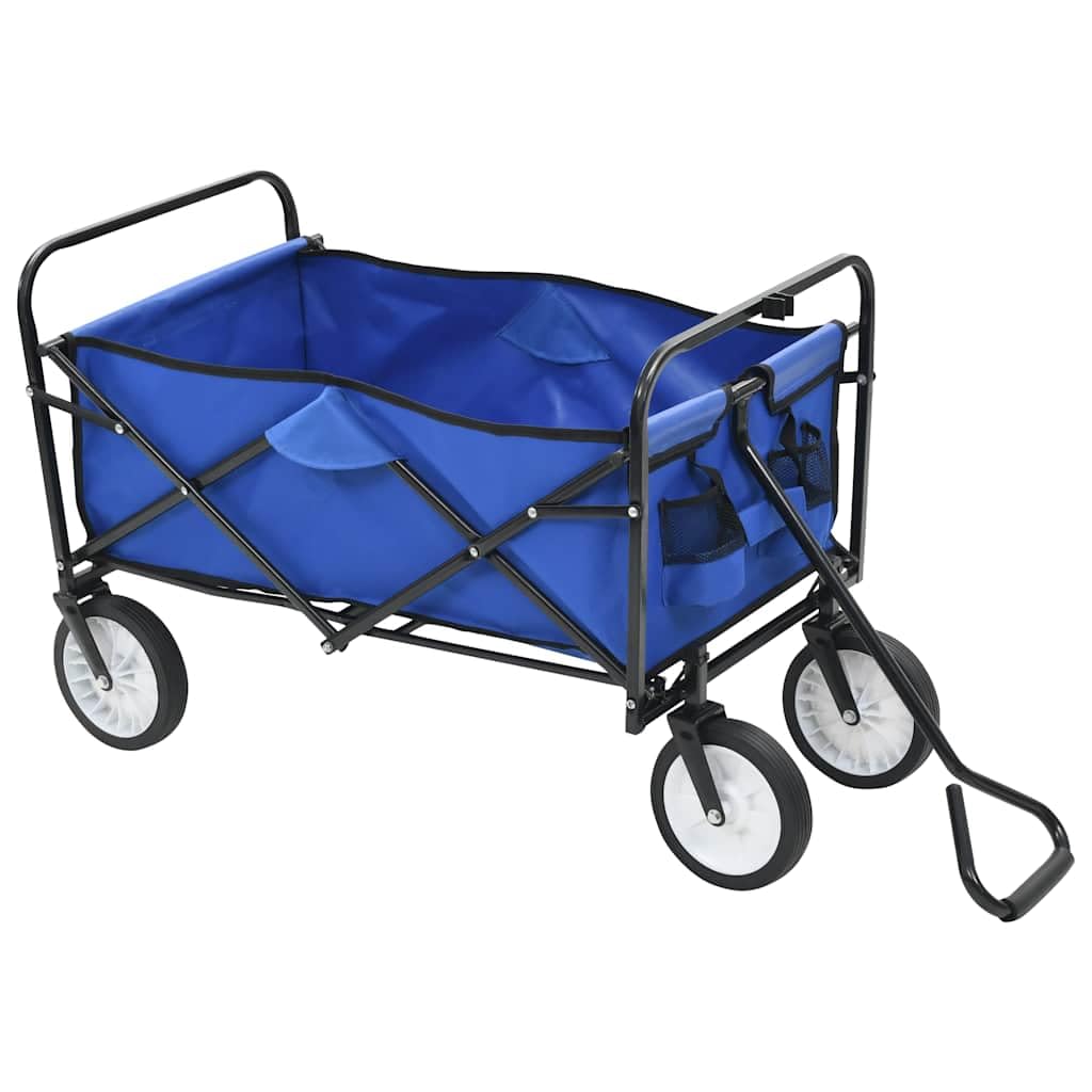 Carrello pieghevole in acciaio con tessuto Oxford 600D, capacità di carico 75 kg, ruote anteriori girevoli a 360° e maniglia imbottita, ideale come carrello da trasporto per giardino, casa