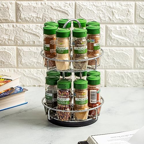 Mccormick Gourmet Two Tier Chrome 16 Piece Organic Spice Rack Organizer With Spices Included thumb #2