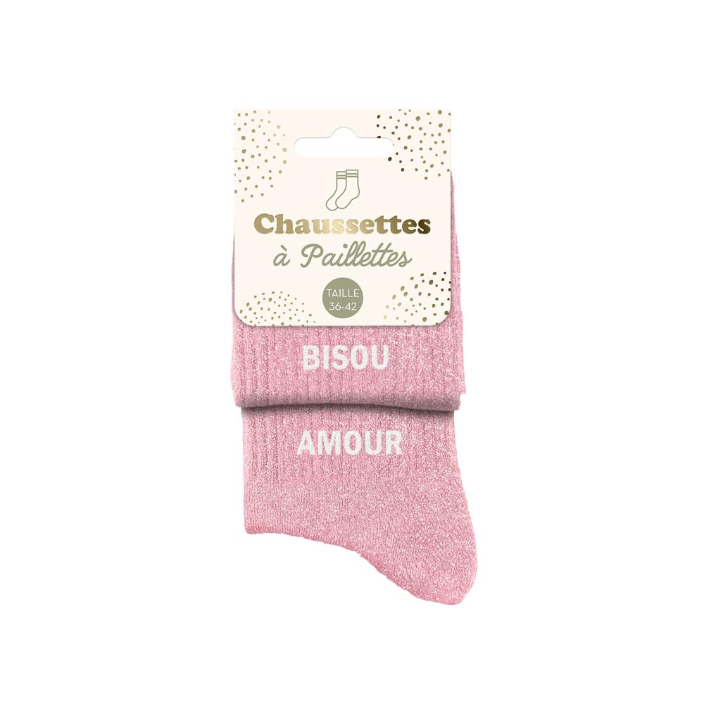 Stc Unisex Multicolored Glitter Socks Duo Kiss Love, M