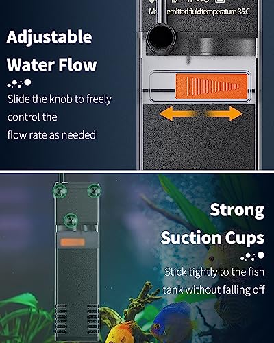 Pawfly Internal Aquarium Filter, Submersible Power Filter With 55 Gph Water Pump For 3 To 10 Gallon Fish Tanks Filtration Circulation And Oxygenation thumb #3