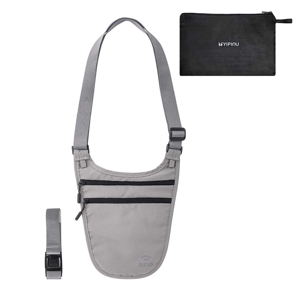 Crossbody Money Belt for Travel Women & Men Hidden, Travel Wallet Pouch - Slim Passport Holde, RFID Blocking Neck Wallet Under Clothes to Protect Cash