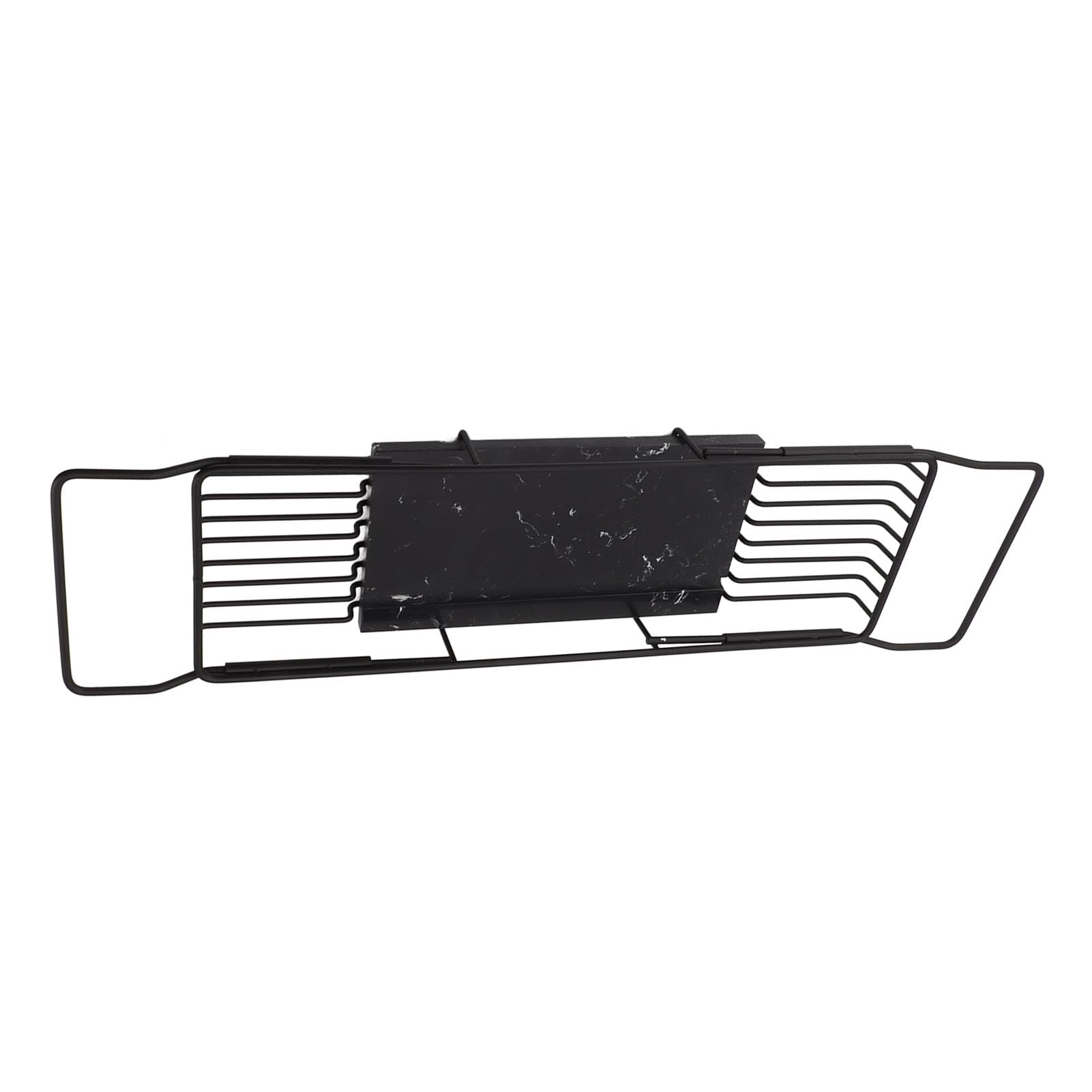 Estante de Metal para Bañera de Mármol con Diseño Antideslizante, Bandeja Ampliable para Ahorrar Espacio para Relajarse y Organizar Artículos Esenciales para el Baño, Acero Inoxidable y (Negra)