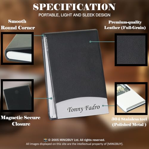 Image of Mini2buy Customized Name Engraved Card Holder for Credit, Debit, ATM, and Business Visiting Cards from Premium Stainless Steel Size Ideal for Personal use or Corporate Gifting (Customized-Black)