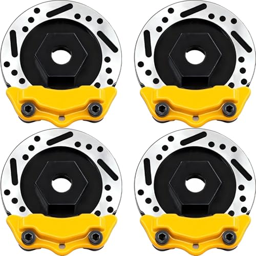 Fraizoe RC Brake Discs with Caliper & 12mm Hex Hub for 1/10 Scale Cars - Aluminum Alloy Upgrade Kit for Drift, Crawler, On-Road RC Car - CNC Machined...