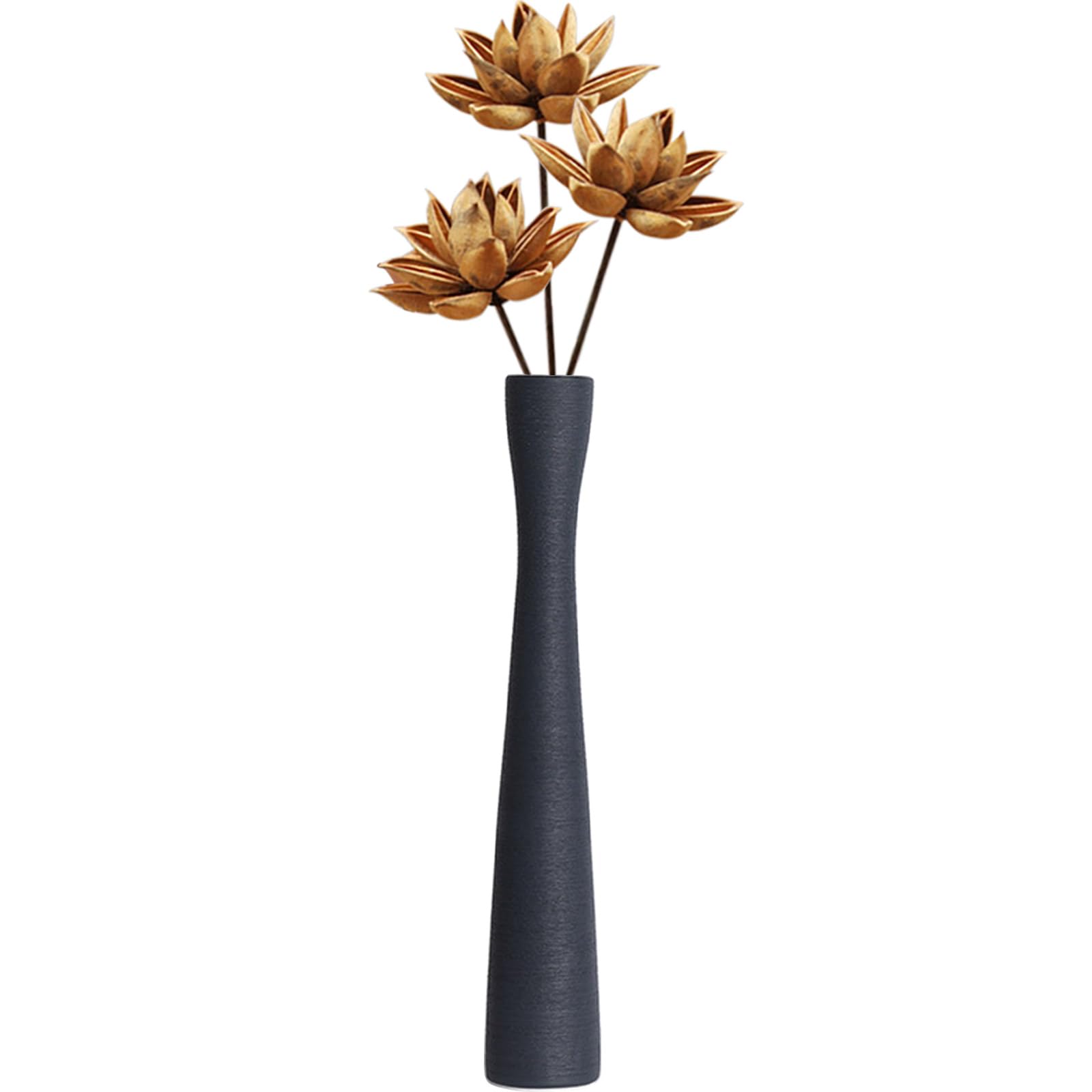 Jarrón Negro de Cerámica 41 cm de Altura Jarrones Decorativos de Suelo de Flores Secas de Estilo Moderno para Sala de Estar,Oficina,Mesa de Comedor