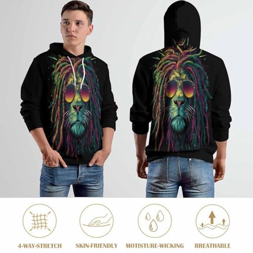 Pull à manches longues lion 3D design cool style reggae unisexe - 6