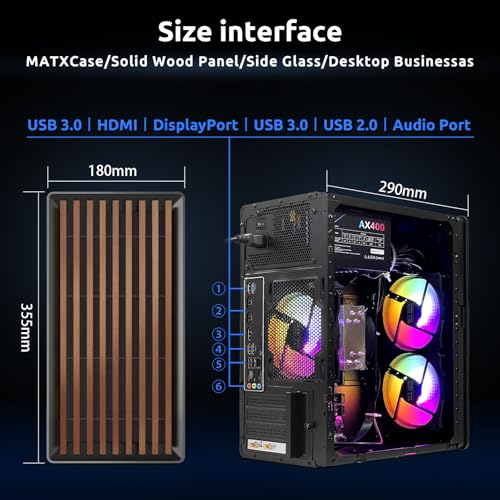 Image of Desktop Computer Gaming PC, Intel i7 4770 3.4GHz, 16GB RAM, 512GB SSD, | RGB Fan x 3, Wi-Fi 6.0, Prebuilt Windows 11 Home, Tower Computer for Gaming, Office and Study