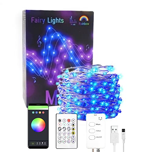Banord LED Fairy Lights, 32.8FT Smart Indoor String Lights with Remote Blueteeth App Control, Music Sync Rope Waterproof String Lights for Garden Christmas Tree Fence