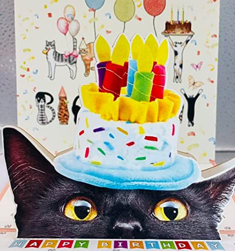 Black Cat 3D Pop Up Cards - Black Cat Birthday Cards - Have A Purrfect Birthday Black Cat Gift for Cat Lovers