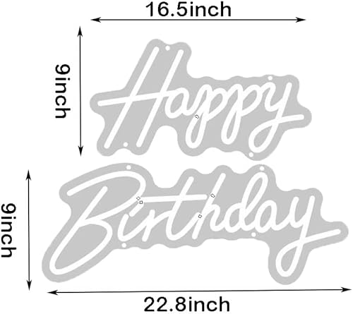 Miniatura 4 de INPONAING Letrero de neón de feliz cumpleaños de 228 x 9 pulgadas letrero de luz de neón con atenuación para fiesta de cumpleaños decoración de