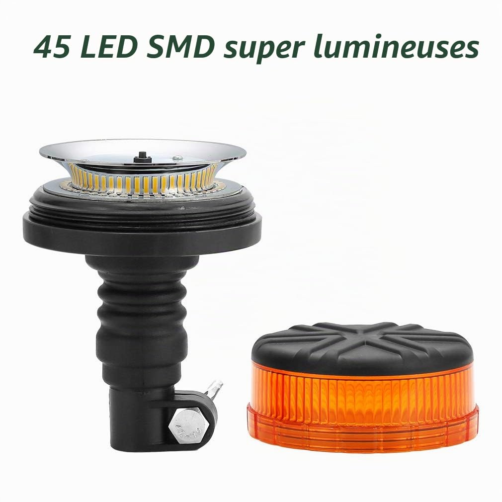 D-TECH 12/24V Gyrophare LED flexible lumineux stroscopique d'urgence feu clignotant Homologué pour Tracteur Camion