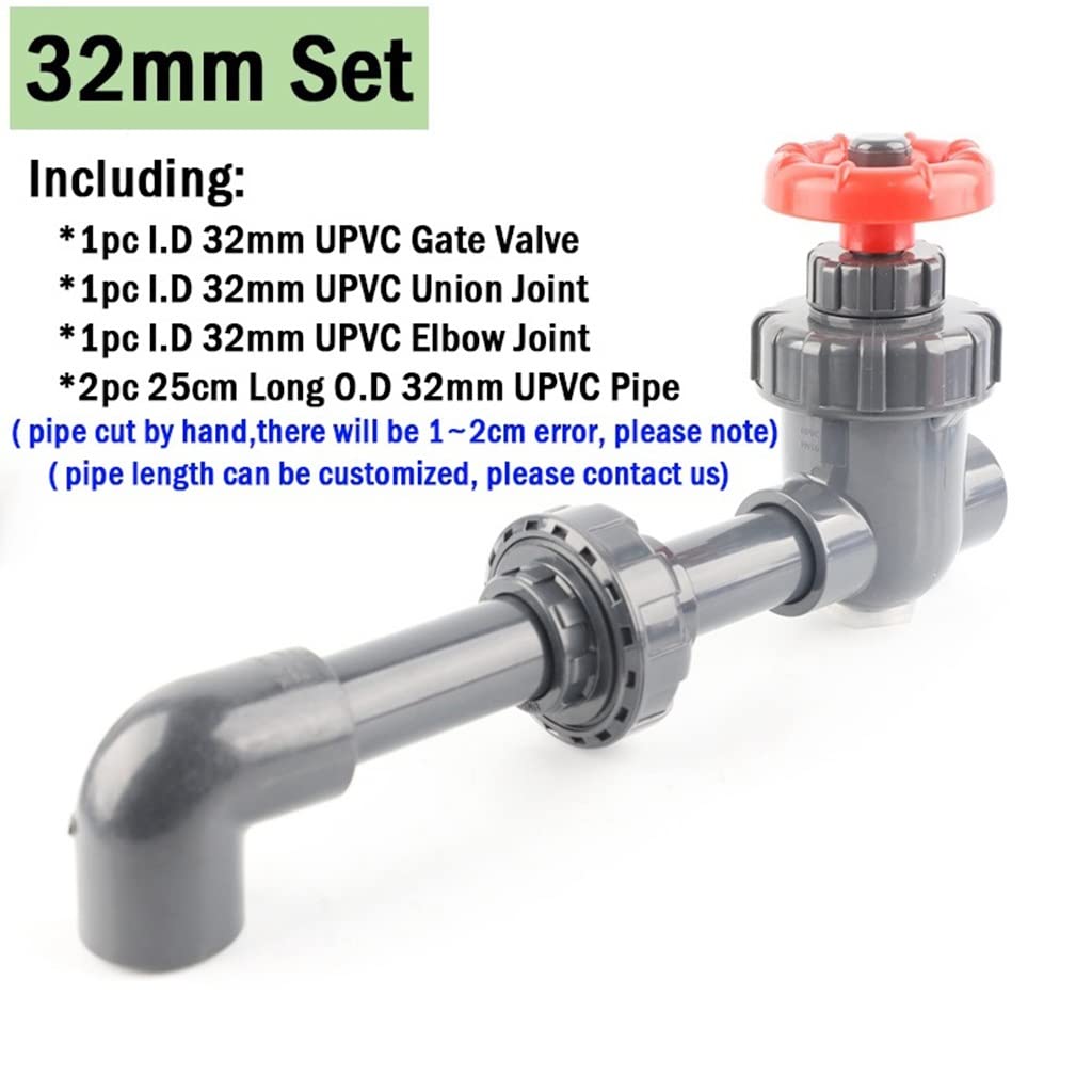 conexión rápida de la válvula de Bola, Aquarium Fish Tank Water Supply Drain Kit Sewer Pipe Fittings, For Garden Irrigation System PVC Ball Valve Water Connector Set(32mm Set)