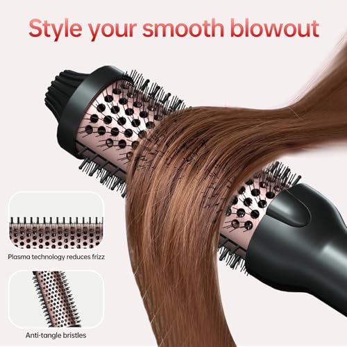 Image of Hahahope 1.5 Inch Thermal Brush, Heated Round Brush for Blowout Look with Negative Ions & Ceramic, 30s Fast Heating Curling Iron with 10 Temperature Settings for Volumizing, Travel Hair Styling Tool