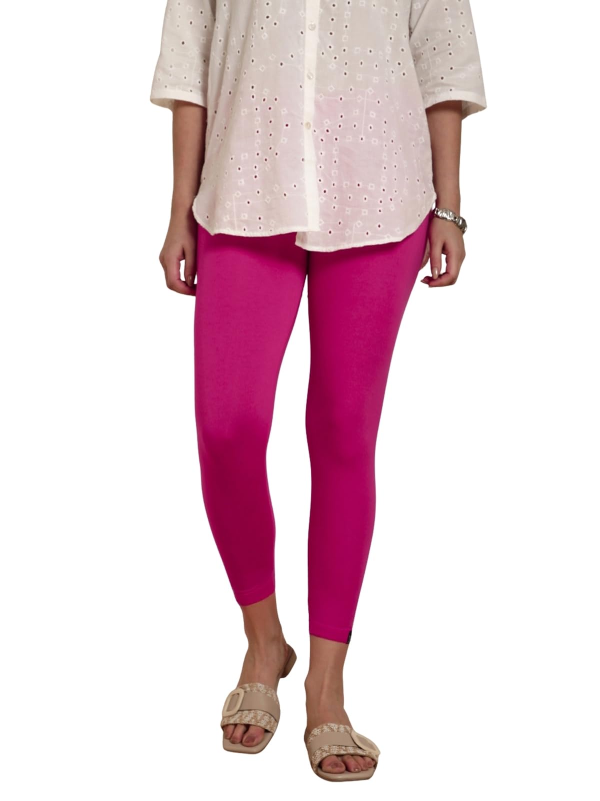 TWIN BIRDS Tailored Cut & Classic Fit Stretchable Viscose Elasthane Fabric Mid-Rise Skinny Fit High Ankle Length/Cropped Length Leggings for Women