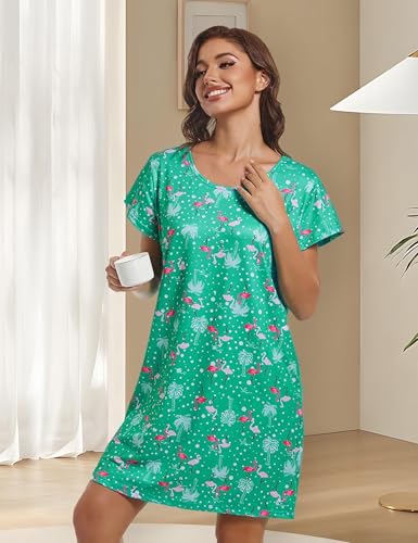 Image of XPUDAC 6-Pack Nightgowns for Women Soft Sleepwear Short Sleeve Women's Nightgowns Print Sleepdress