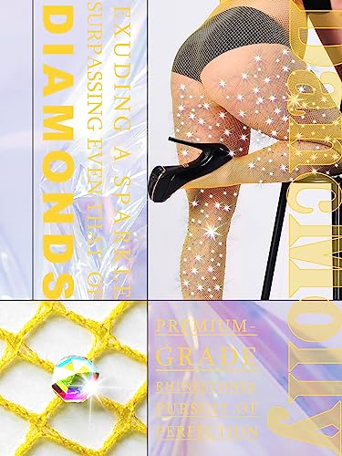 Image of DancMolly 10X Strong Ultra Sparkly Rhinestone Fishnet Stockings, Plus Size Sparkle Tights for Women Sexy Party Concert Outfit
