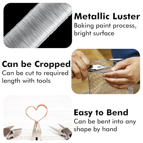 4 Stück Basteldraht Dünn 0,35mm X 50m, Blumendraht Grün aus Robustem Verzinktem Eisen, Bricht Nicht Leicht Und Rostet Nicht, Blumendraht Für Floristik Schmuckherstellung Bastelarbeiten