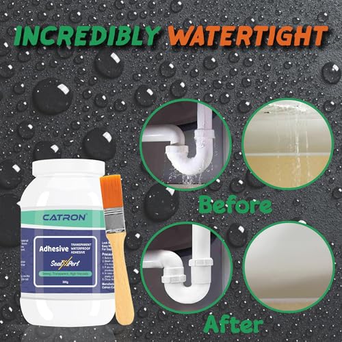 Image of Catron Waterproof 3 Crack Seal Agent SealXpert Roof Water Leakage Solution 900g,Transparent Waterproof Glue with Brush