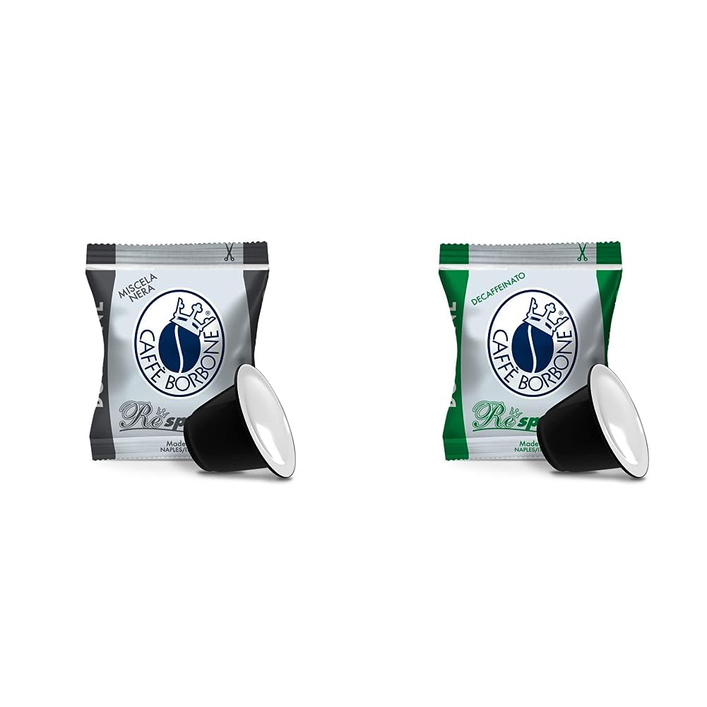 Caffè Borbone Café Respresso, Mezcla Negra - 100 Cápsulas - Compatibles con las Cafeteras de uso doméstico Nespresso®* & Café Respresso, Mezcla Descafeinada - 100 Cápsulas