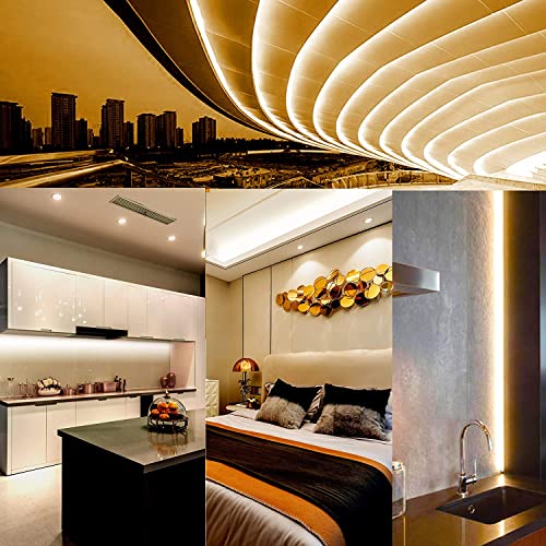 Image of SUYOOULIN LED Strip Lights 16.4ft AC110-130V Dimmable 30000LM 1200 LEDs COB Light Strips Tape Ribbon Waterproof IP68, 2 Times Brightness Than 12V COB Strip Lights(Warm White 3500K)